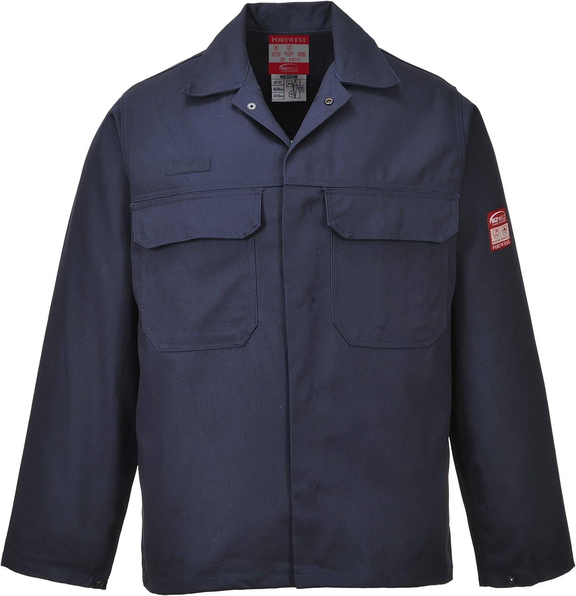 Portwest BIZ2 Mens Heat and Flame Resistant Welding Jacket Bizweld FR Protective Work Coat Durable Workwear Navy, XX-Large