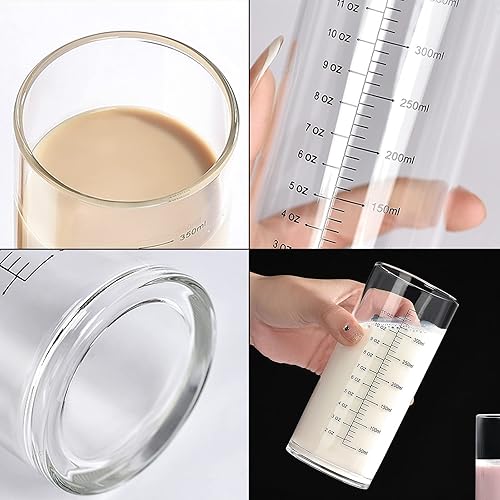 Miniatura 8 de Vaso de vidrio graduado, vaso medidor de vidrio de borosilicato alto para ancianos, principiantes, pérdida de peso, vidrio transparente recto con