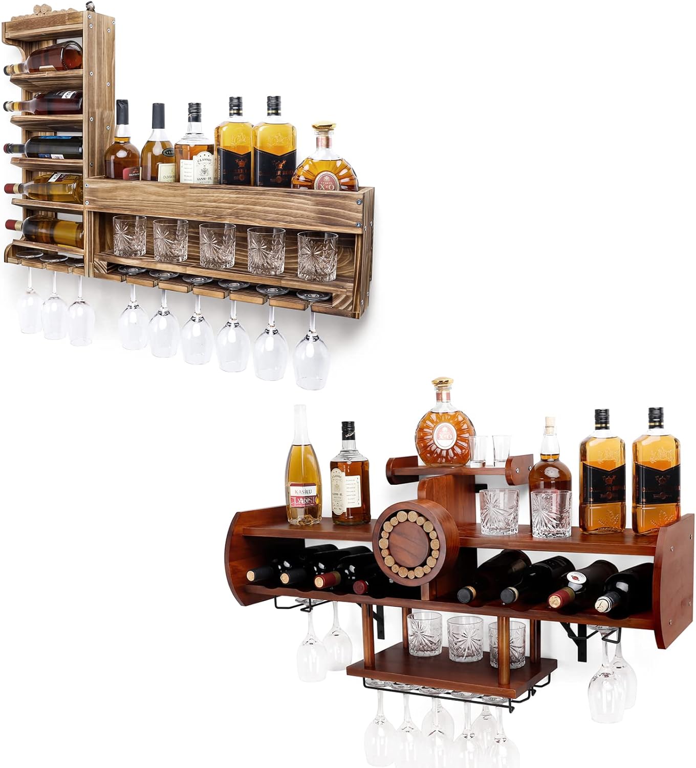 Homde Wine Rack Wall Mounted Wood + Airplane Shape Wall