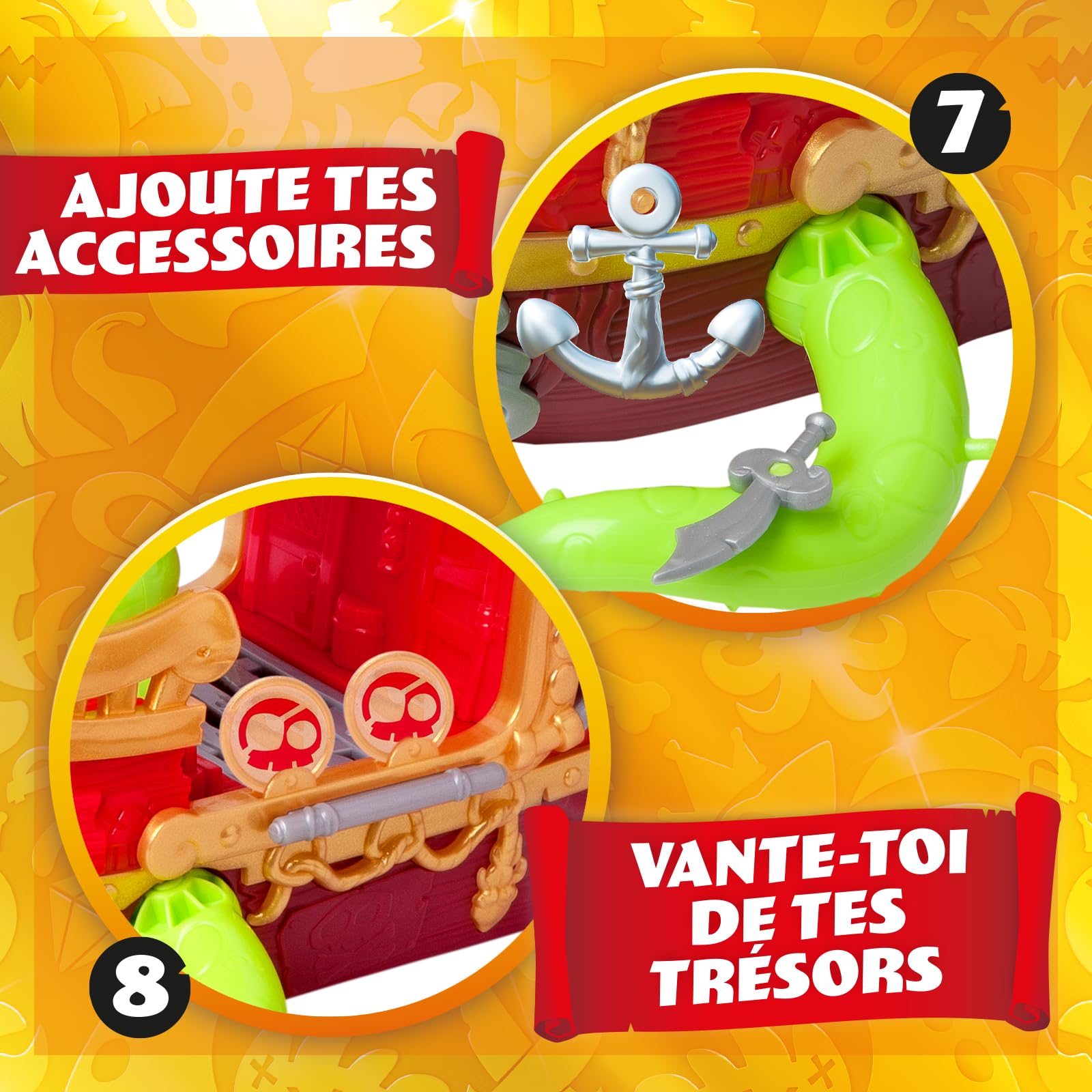 PIRATIX Le Bateau Kraken - Contient 1 Bateau Kraken, 2 Piratix & Accessoires exclusifs, 1 Projectile de Canon, 1 trésor Exclusif, 6 trésors dorés, 1 Drapeau Exclusif, 1 épée, 1 Ancre et 1 Prison.