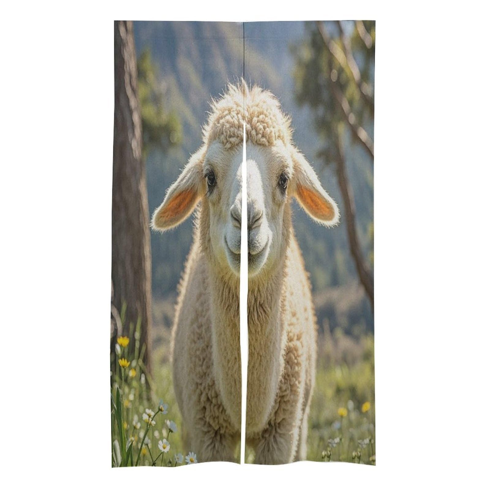 FekiLoot Lamb Door Curtain Splice Japanese Style Theme Blackout Doors Cover Hemp Door Tapestry Temperature Protection Barrier Doors Screen for Various Rooms 17W X 57L Inch