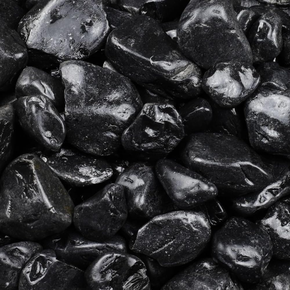Kieselsteine Garten 40-60 mm 25 kg Zierkies Aquarium Kies Nero Ebano Marmorkies Dekostein für Vasen Gabion Zierstein Schwarz Dekokies Garten
