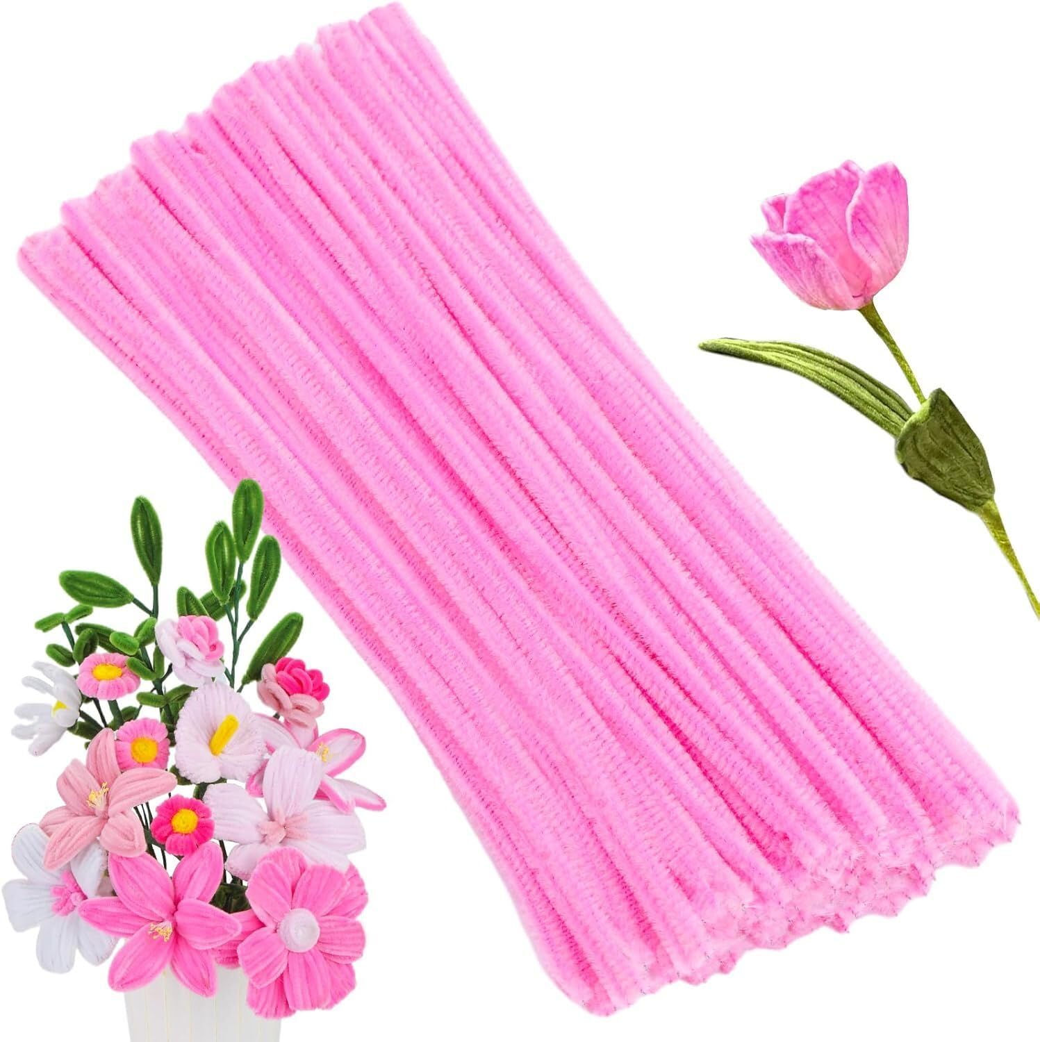 Red Chenille Pipe Cleaners - 100 Pcs for Crafts -9