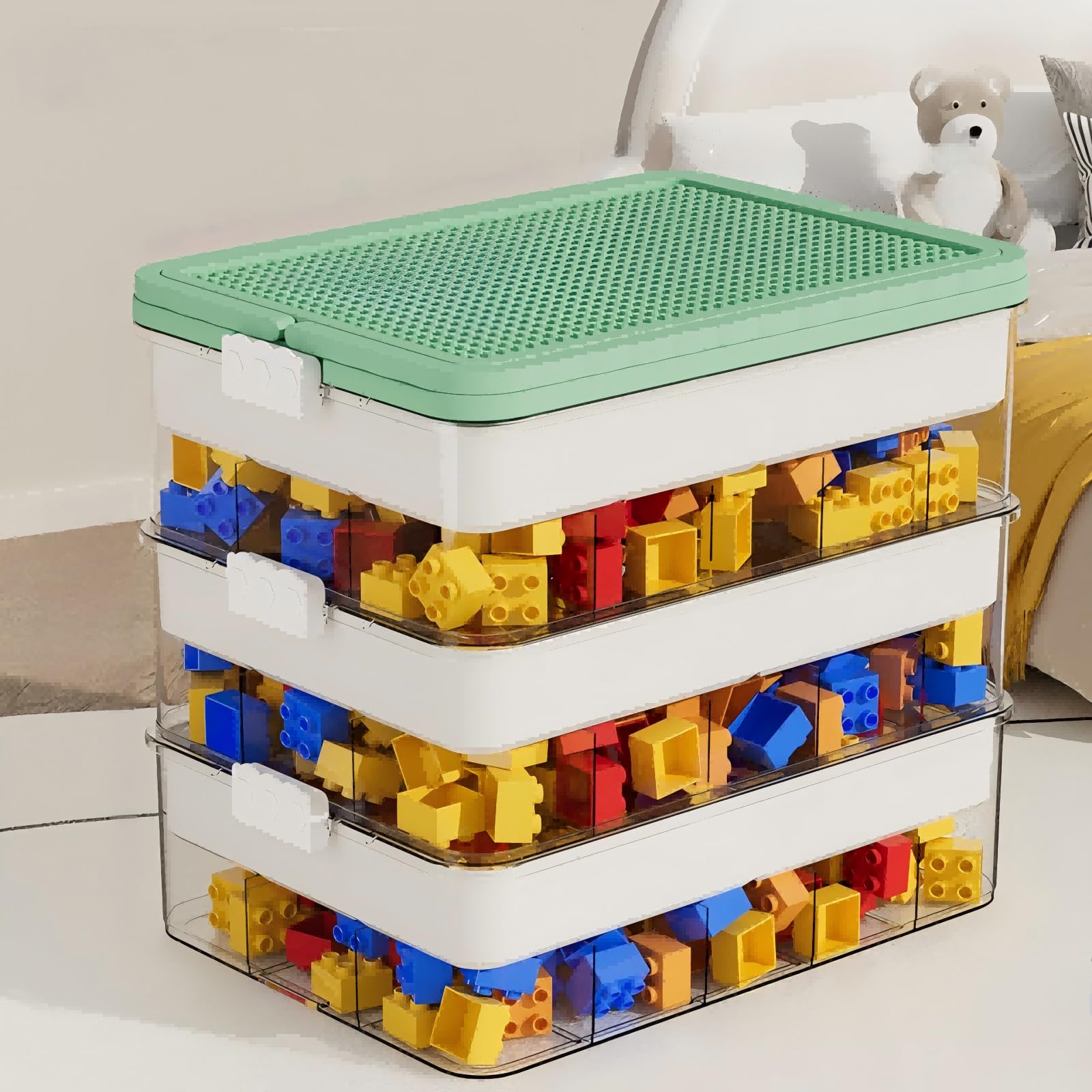 Amazon.com: 3-Tier Storage Box of Bricks for Lego, PP+ABS Stackable  Organizer 14.17