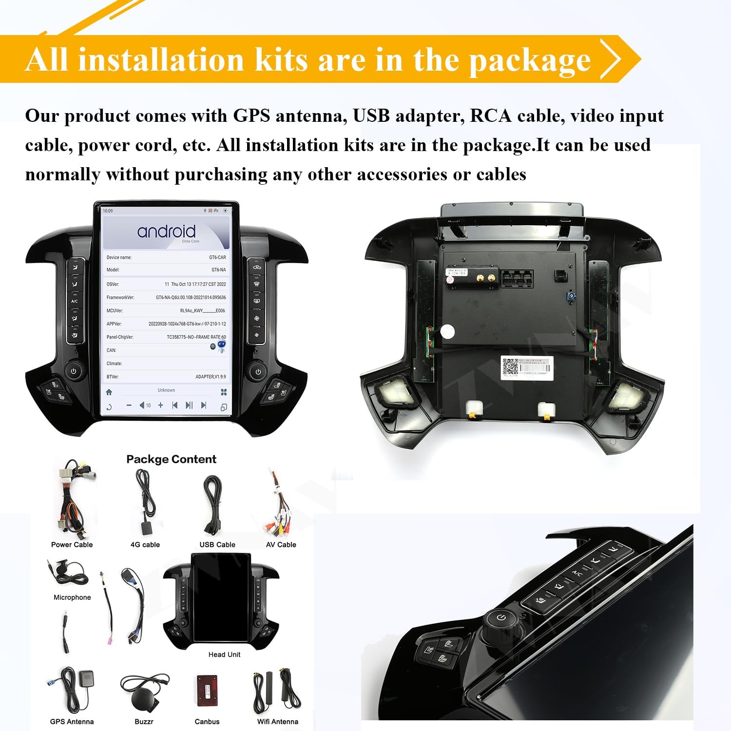 Contents of the ZWNAV car radio installation package