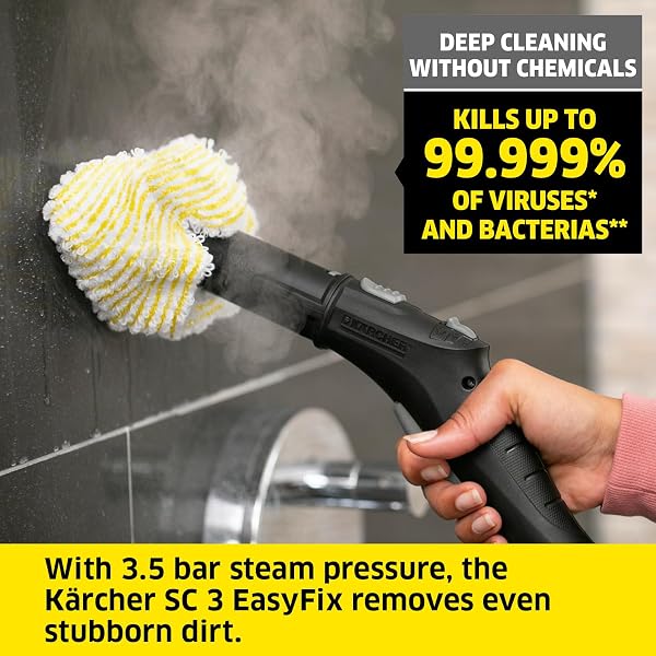 Kärcher SC 3 EasyFix Steam Cleaner, 1900W, 3.5 bar, 1L, 75m², Heats in 30s, Includes Floor Cleaning Kit, Descaling Cartridge, Nozzles, White - 2
