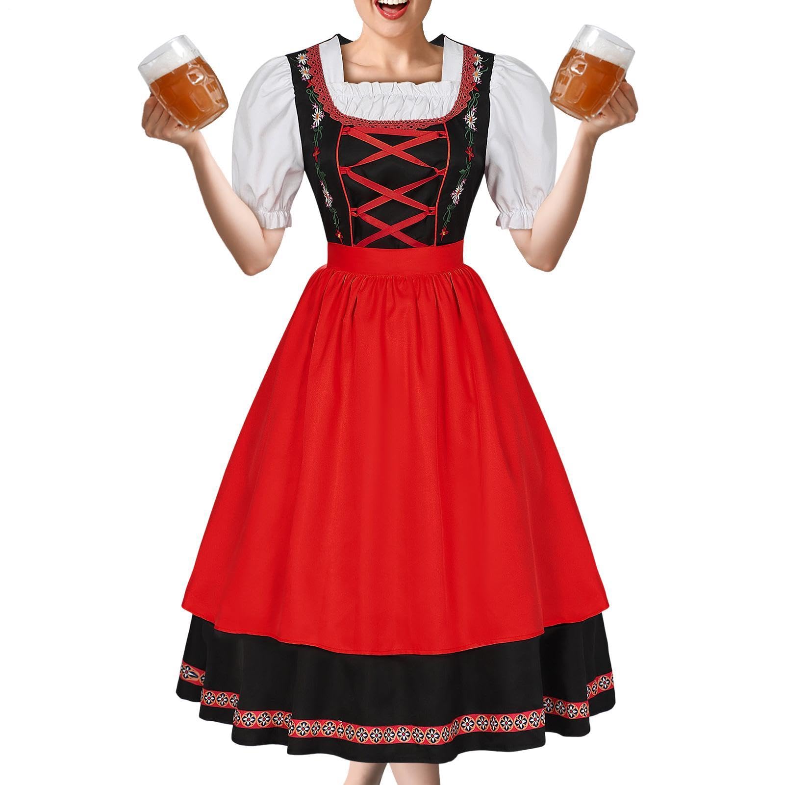Costumi Bavaresi Oktoberfest Donne Costume Da Cameriera Halloween Di Ruolo | Costume Oktoberfest Femminile Per Halloween Carnevale Natale Festività Esibizioni Sceniche Masquerade Teatro
