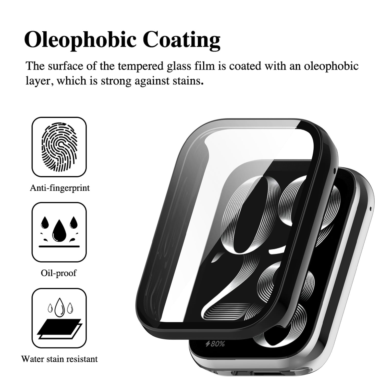 2 custodie compatibili con Xiaomi Smart Band 8 pellicola protettiva protettiva protettiva flessibile in TPU pellicola protettiva antigraffio cover protettiva per Xiaomi Mi Band 8 smartwatch