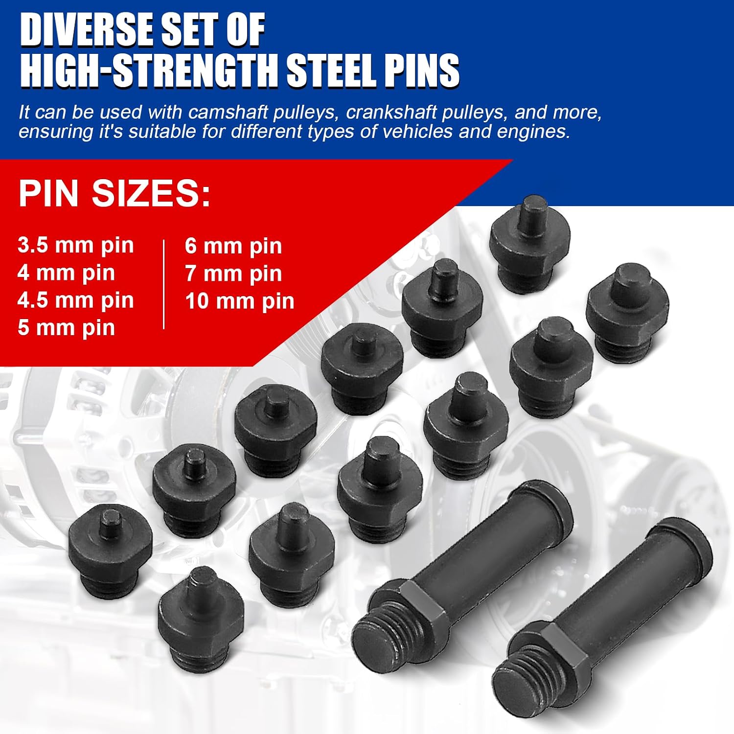 NYXOVA Variable Pin Spanner Wrench, 15PCS Universal Pulley Holder Tool Kit, 1/2" Drive Ratchet Fan Clutch Pully Holder Wrench Tool Kit for Cars, Motorcycles, Fits Camshaft pulleys