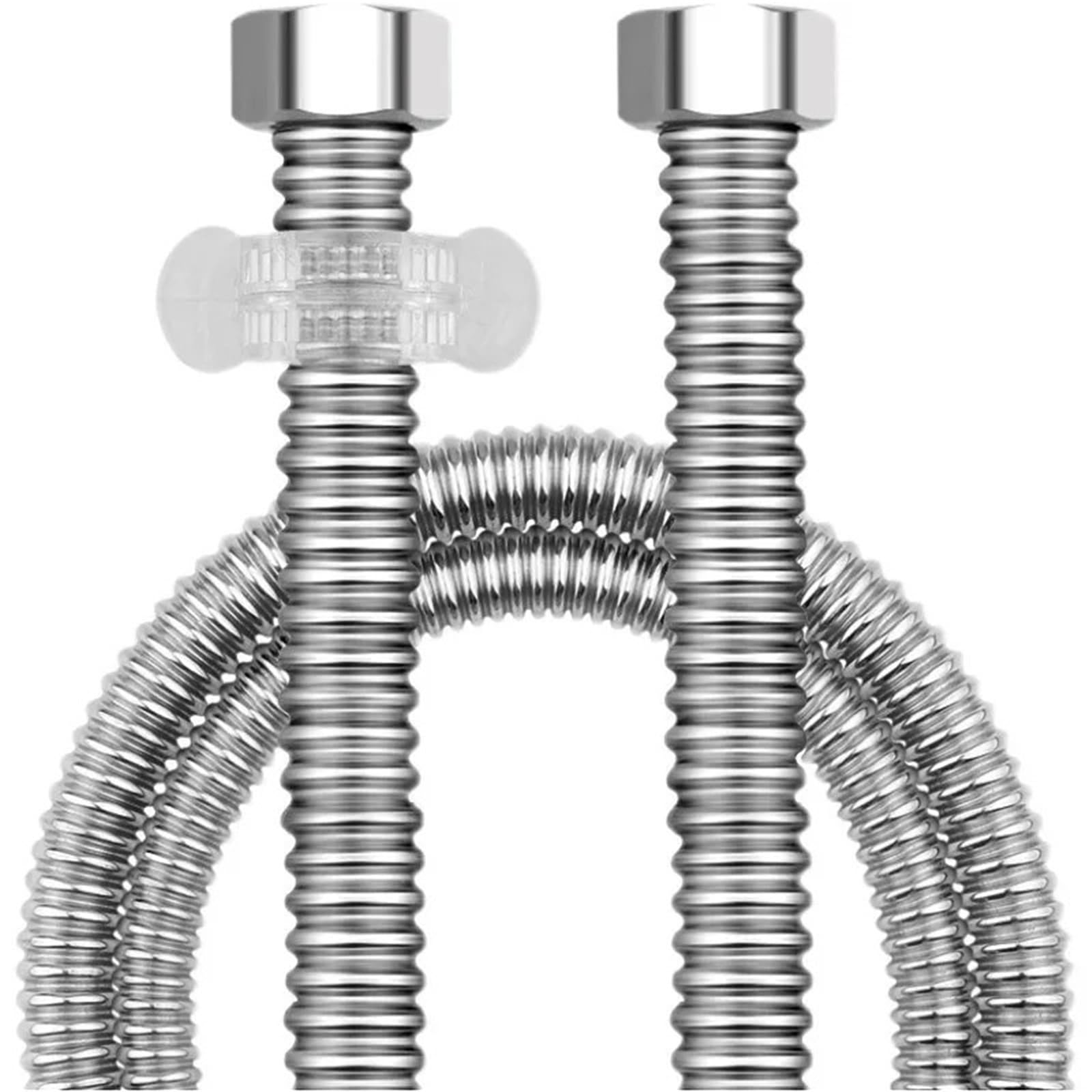 Manguera De Suministro De Agua De Acero Inoxidable Tubo corrugado de acero inoxidable 304, calentador de agua doméstico de 4 puntos, tubo de entrada de manguera de Metal, hogar frío y caliente(300cm)