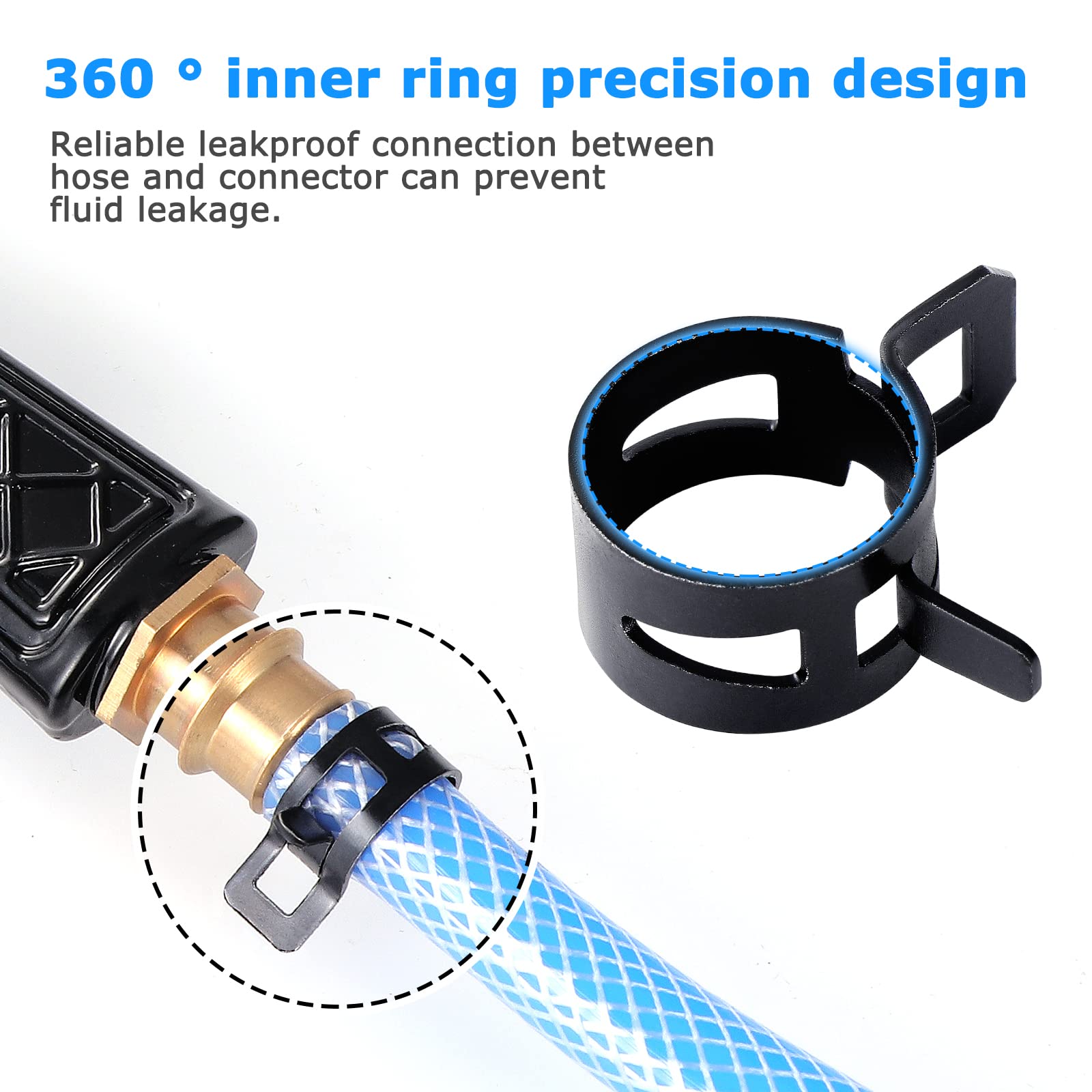 300 fascette stringitubo per tubo del carburante, 10 misure, in silicone, per tubo dell'aria e dell'acqua, con pinze per fascette da 5-18 mm