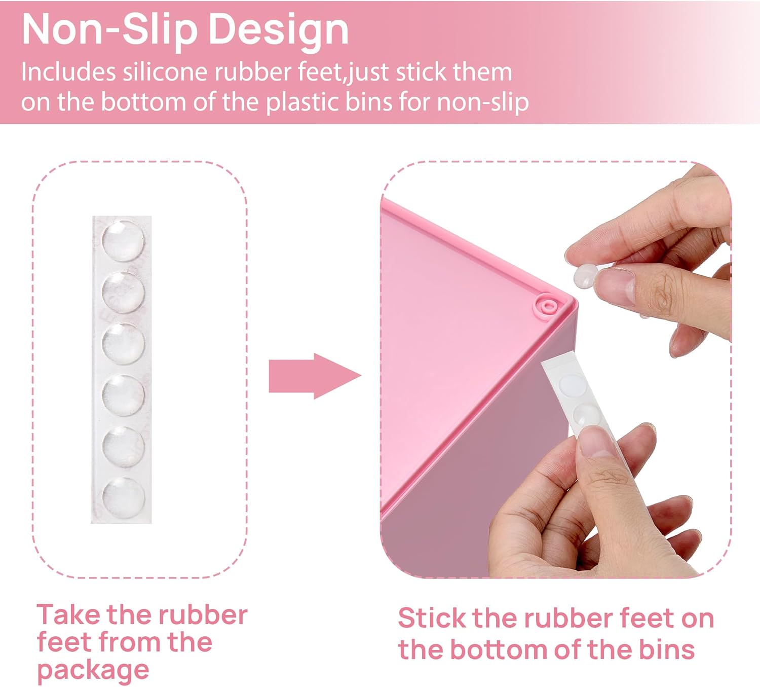 Vtopmart 4Pack Small Stackable Storage Drawers, Bathroom Makeup Organizer,Plastic Storage Bins For Vanity, Undersink, Kitchen Cabinet, Pantry, Home Organization(Pink)