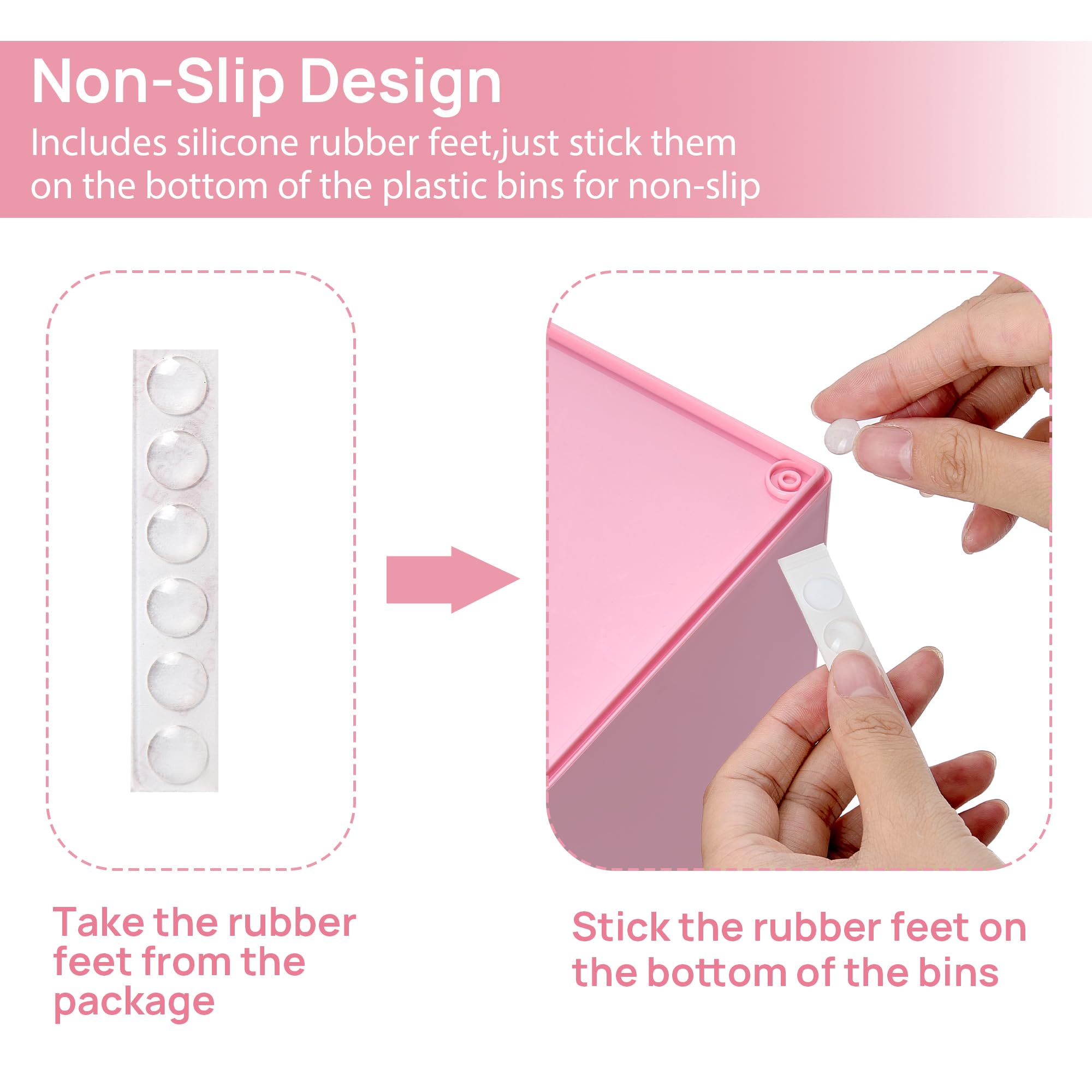 Vtopmart 4er-Set Kleine Stackable Storage Drawers, Acrylic Organiser, Aufbewahrung und Organisation for Dresser, Bathroom, Kosmetik, Küche, Vorratsschrank（Rosa）
