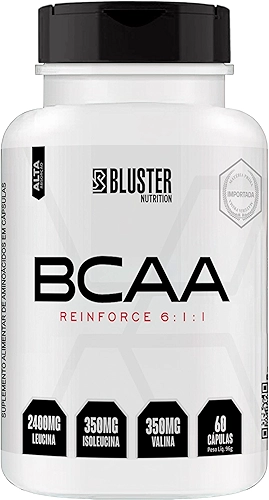 Bluster Nutrition, BCAA 6:1:1, Aminoácidos essenciais, Reinforce, em cápsula, Sem sabor, 60 cápsulas