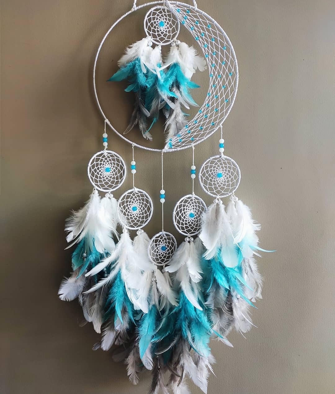 UVID ART AND CRAFT SUPPLIES Stainless Steel 7 RING BLUE DREAM CATCHER FOR HOME DECOR,WALL DECOR