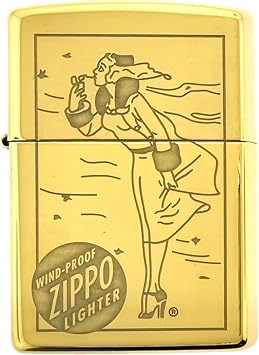 Custom Personalized Zippo Classic Windy Girl Windproof Oil Lighters - Engraving - Christmas, Halloween & Valentines Day Gift High Polish Gold
