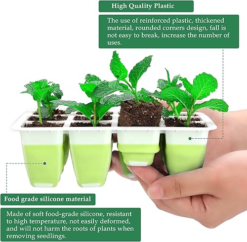 Miniatura 4 de Kit de iniciación de semillas reutilizables, bandejas de inicio de semillas de 72 celdas, bandejas de inicio de semillas de silicona para iniciar