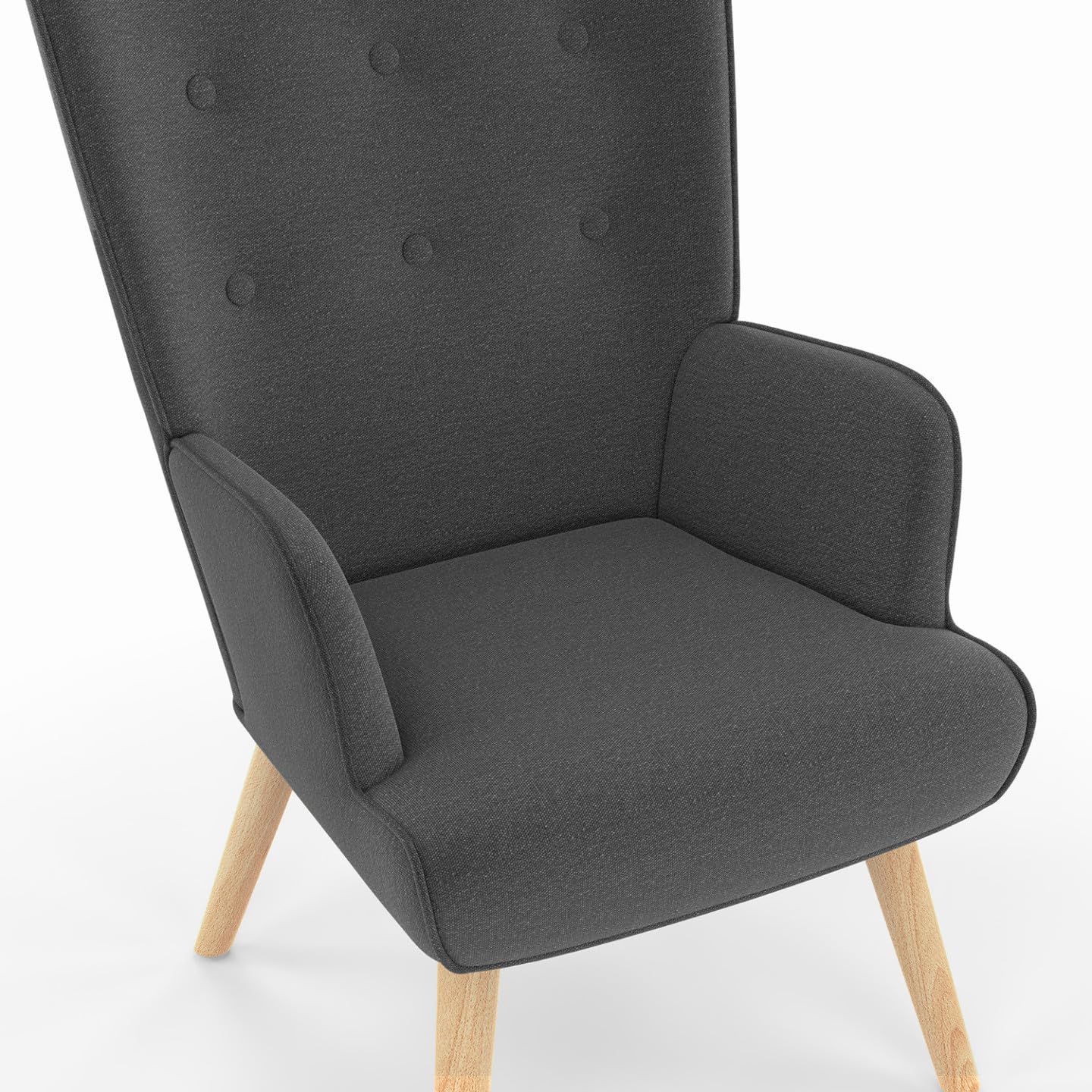 IDMarket - Fauteuil scandinave Ivar avec Repose Pieds Gris Anthracite
