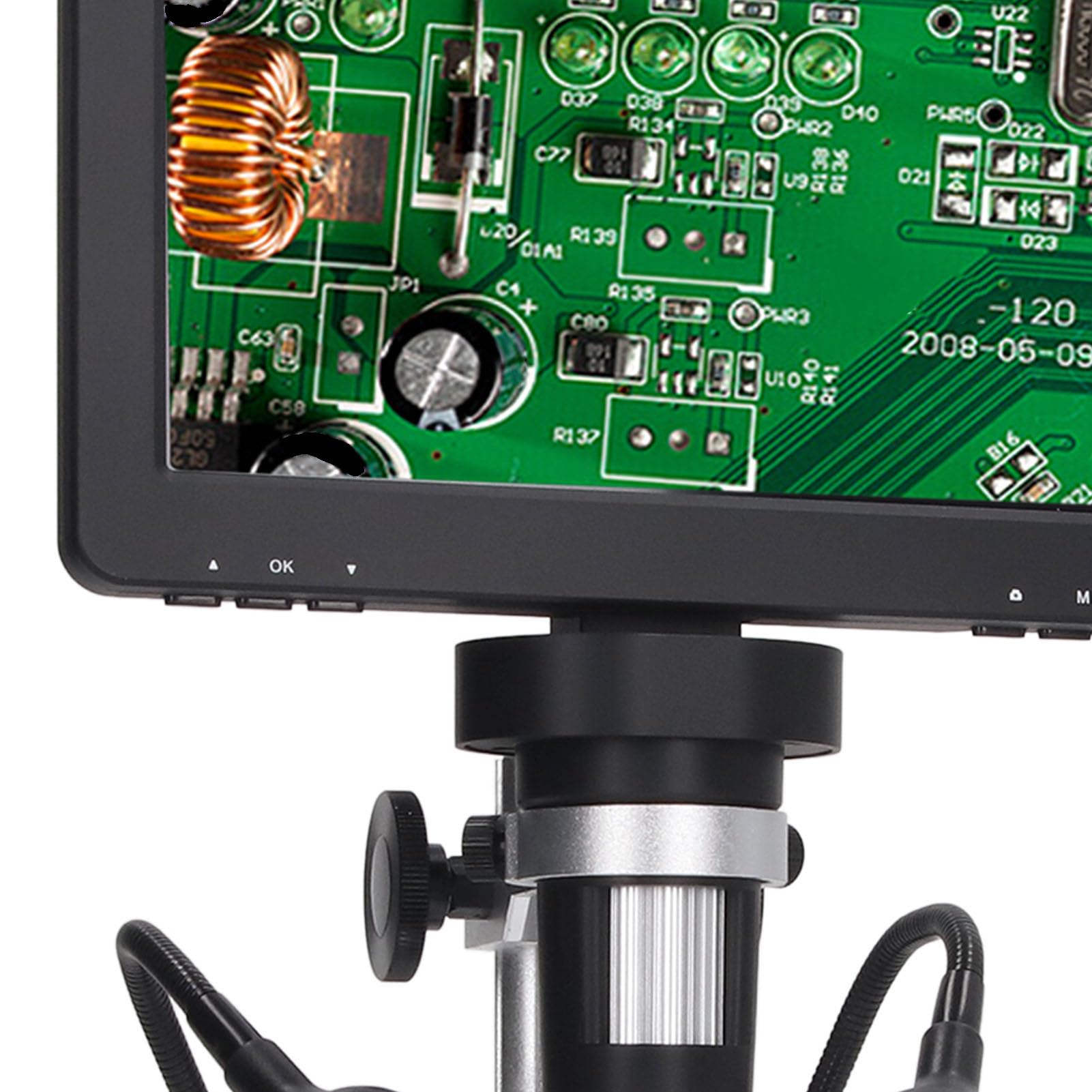 Eujgoov 7-calowy Mikroskop Lutowniczy LCD dla Dzieci Zestaw Biologiczny Cyfrowy USB Kolekcja Materiały dla Dorosłych Slajdy Szerokie Zastosowanie 1080FHD 12 MP z 8 Diodami LED do Płytki Drukowanej