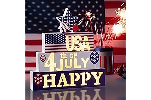 Patriotic Wood Block Sign with 3D Letters for Happy 4th of July