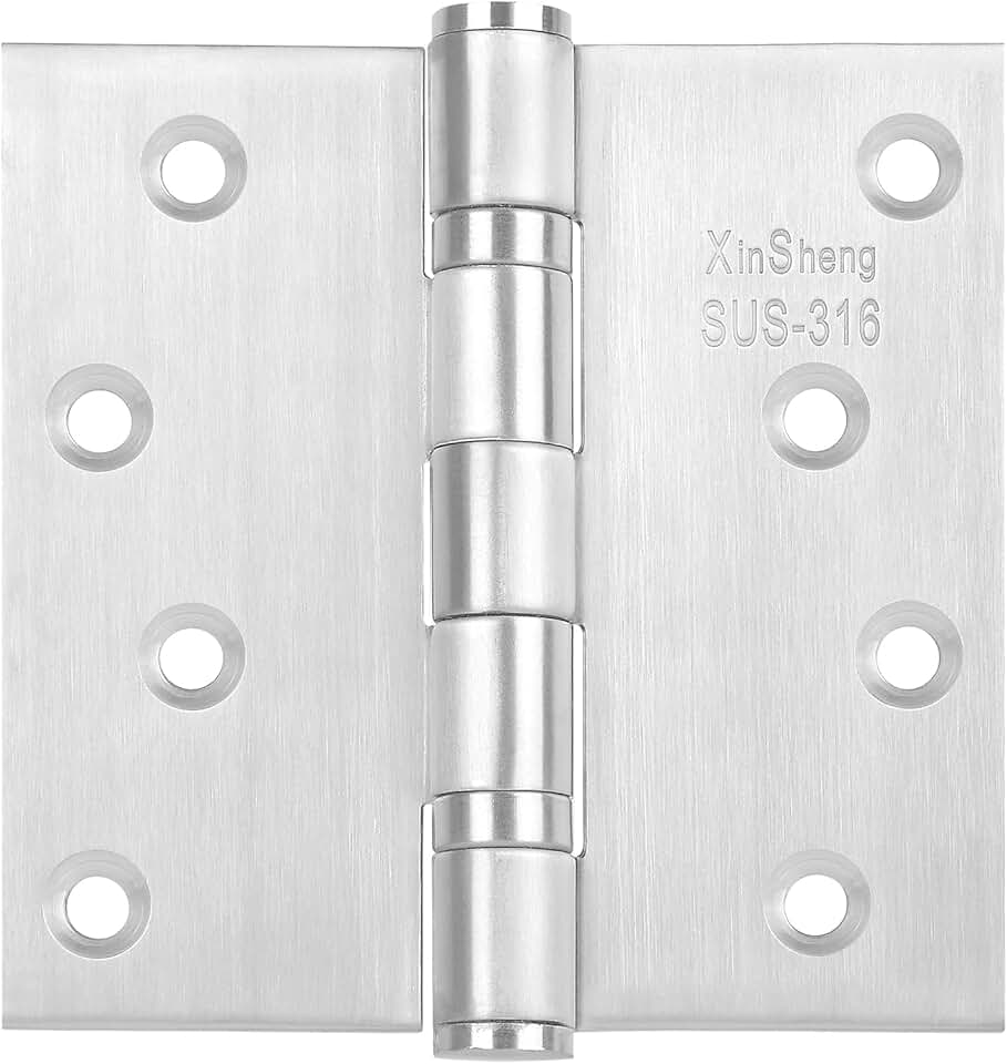3 Pack 4x4 Inch Full 316 Stainless Steel Door Hinges Heavy Duty Marine-Grade Rust Proof Ball-Bearing Hinges for Interior &amp; Exterior Outswing Doors, Gates, High-Salt Environments