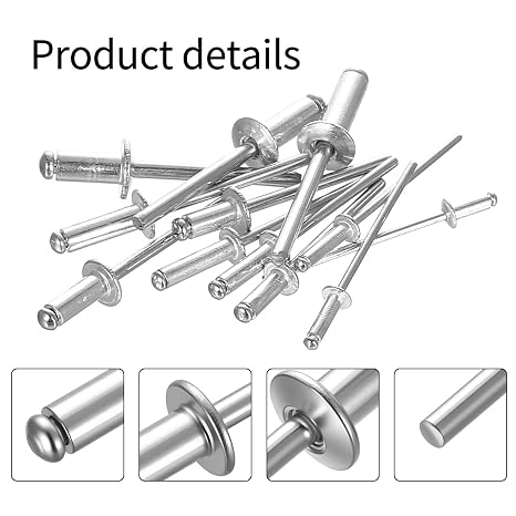 260 Pcs Pop Rivets Assortment Kit, Aluminum Blind Rivet Assortment, Pop Blind Rivets for Metal, Furniture, Car, Ships, Marine Construction(Silver, M2.4 M3.2 M4 M5)