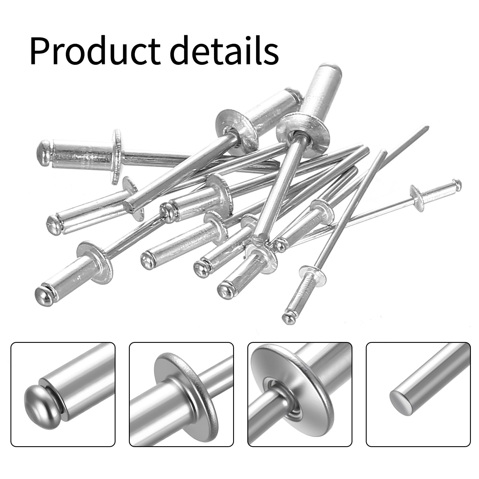 Zestaw 260 nitów zrywalnych, aluminiowych nitów zrywalnych, do metalu, mebli, samochodów, statków, konstrukcji morskich (srebrny, M2,4 M3,2 M4 M5)