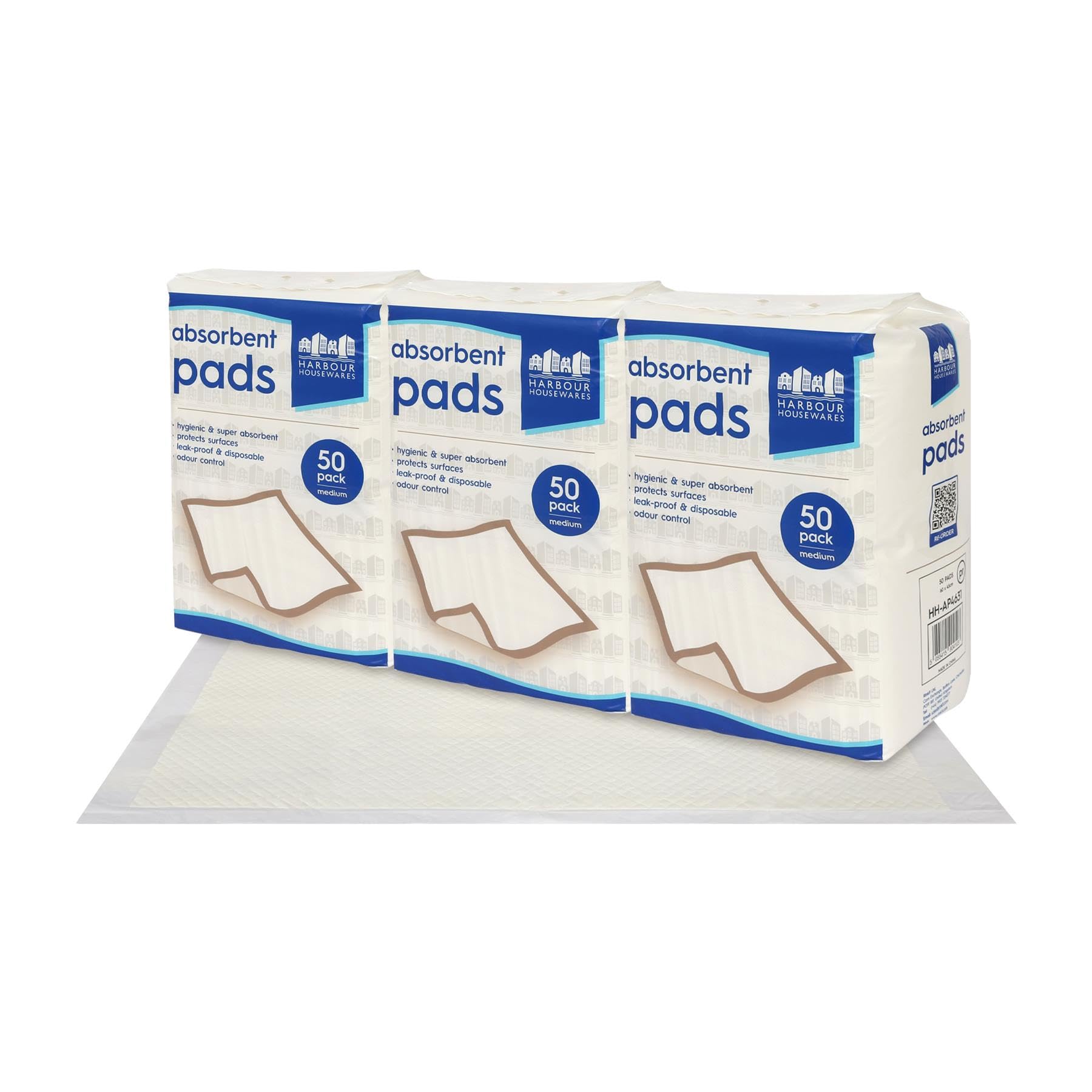 Harbour Housewares White Disposable Incontinence Bed Pads - 45Cm X 60Cm - 150X Waterproof High Absorbency Underpads Mattress Protector Overnight Bed Wetting Sheets Incontinence Pads Medium
