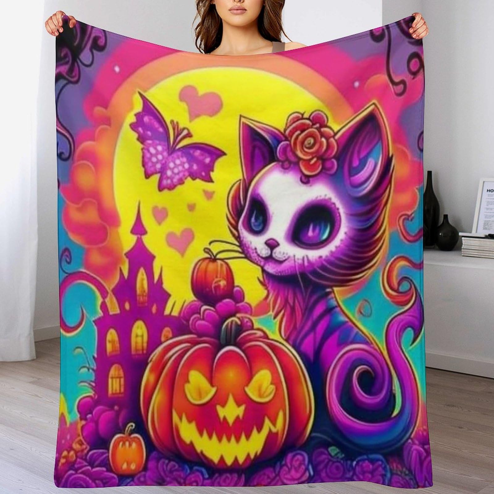 Manta de calabaza para Halloween perfecta para tardes de pelicula en el sofa durante el otono