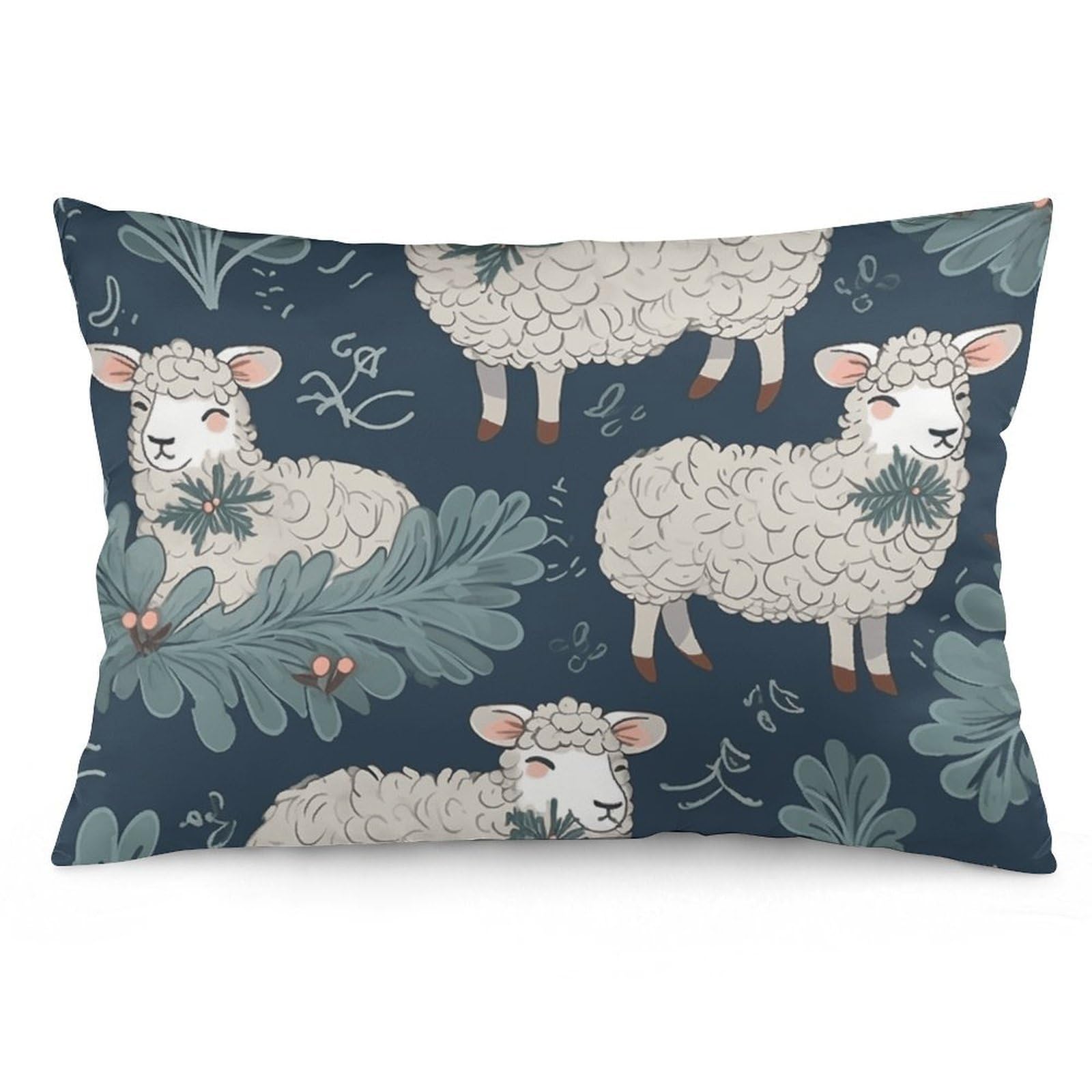 NTVOWPZO 2 Pack Decoration Throw Pillow Covers 20"x30" Pillowcases Covers Sheep and Holly Tree Pillowcases Modern Farmhouse Home Decor Sofa Cushions Covers for Couch Bed Living Room
