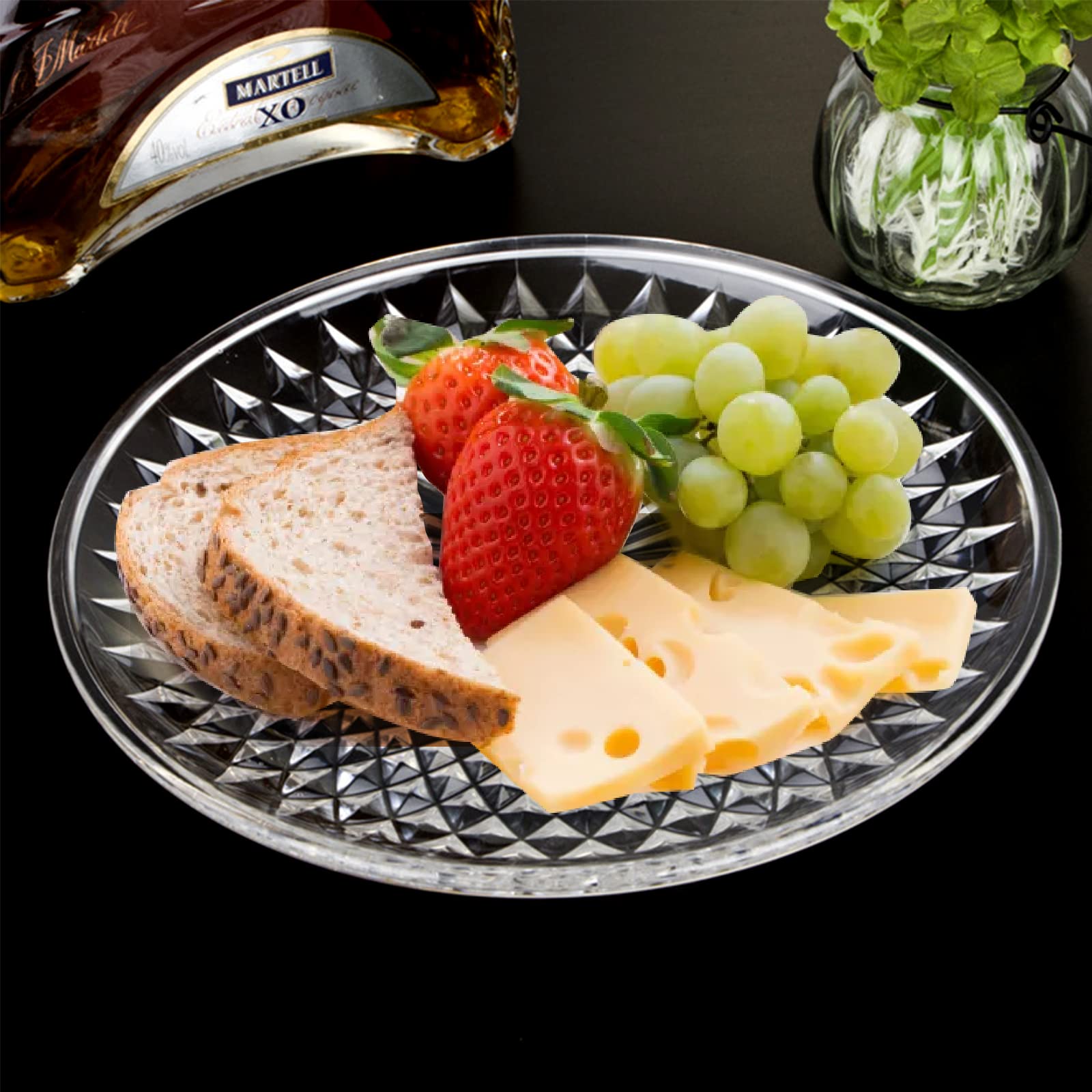 Peohud Confezione da 12 piatti da insalata in acrilico, rotondi da 20,3 cm, piatti da dessert pesanti, per matrimoni e feste, piatti per pane di alta qualità per frutta, snack, senza BPA