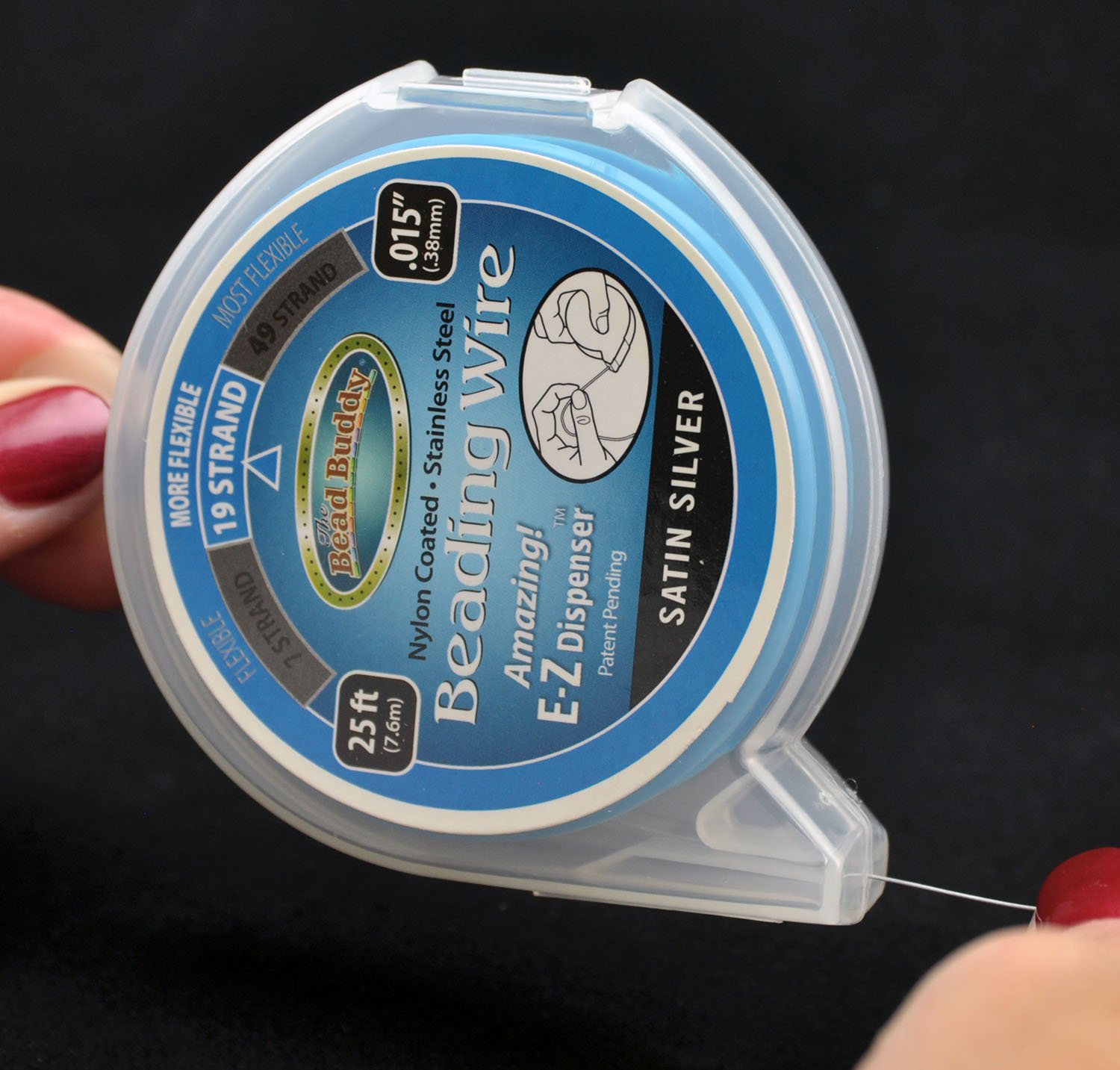 Bead Buddy 19 Strand Bead Stringing Wire, Satin Silver, 25 Feet in Length by 0.15 Inches-Strong, Flexible and Durable Beading Wire-Great Bracelet Making and Necklace Wire for Beading