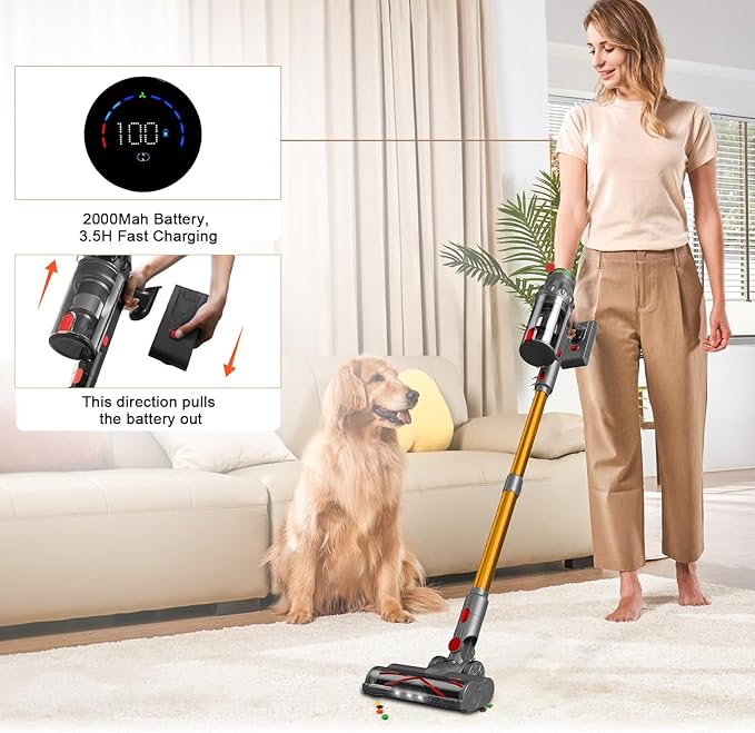 Aspiradora Inalámbrica Escoba con Pantalla LED, 60 Minutos, Succión Poderosa, Ligera miniatura 2