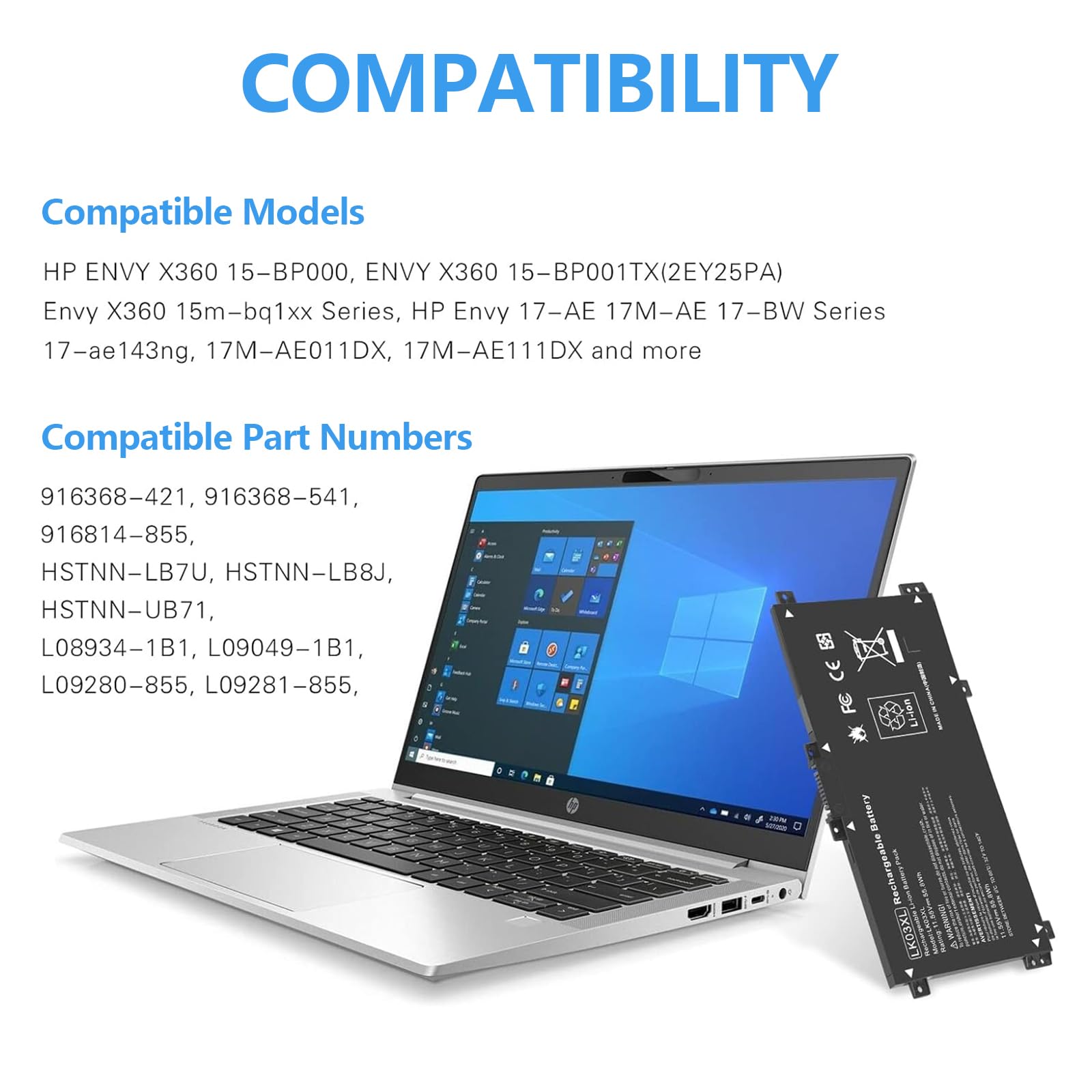 Amazon.com: LK03XL 916814-855 Battery forHP Envy X360 Convertible