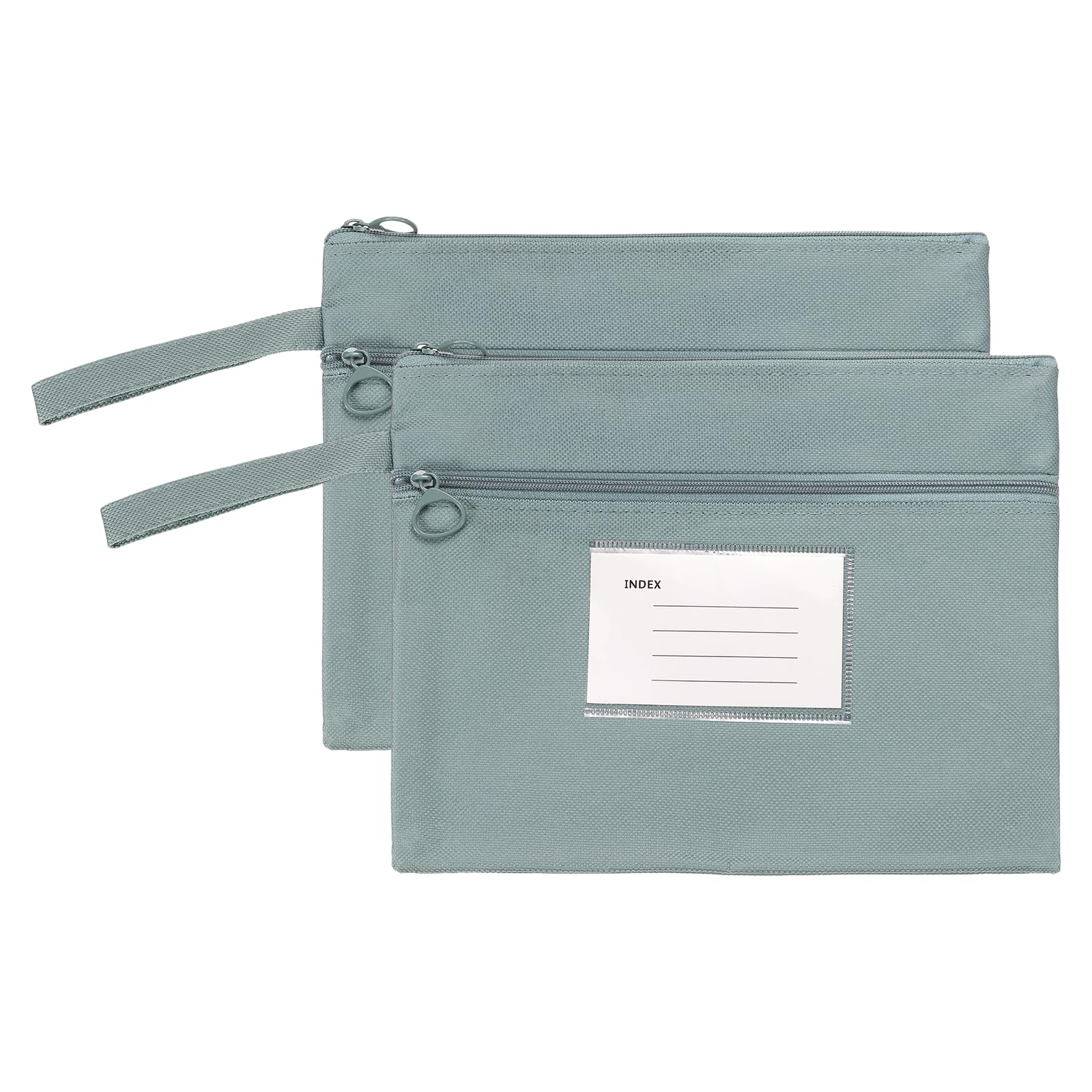 PATIKIL Mesh Zipper Pouch with Handle A5 Grey 24cm x 18.5cm 2 Pcs