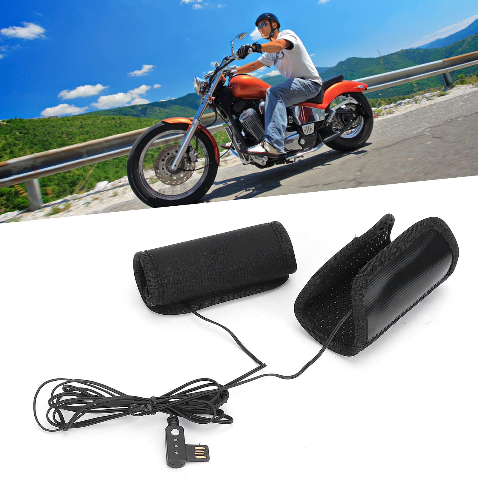 Réchauffeur De Guidon De Moto Antidérapant Poignées Chauffantes USB 3