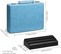 Vista 8 de Juego de Rummy, 2 a 4 jugadores con 106 fichas y 4 bastidores, juego de viaje Rummy con funda de piel sintética, divertidos juegos de mesa clásicos