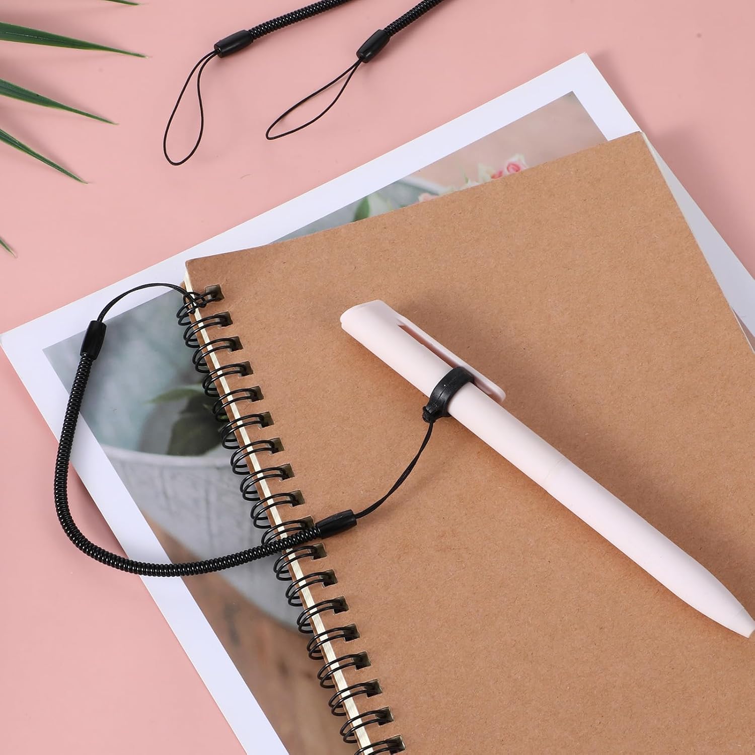 4PCS Elastic Pen Leash for Clipboard, Pen Lanyard Retractable Spring Coil Strap with Silicone Ring Lanyard Tether for Tethering Drawing Pens