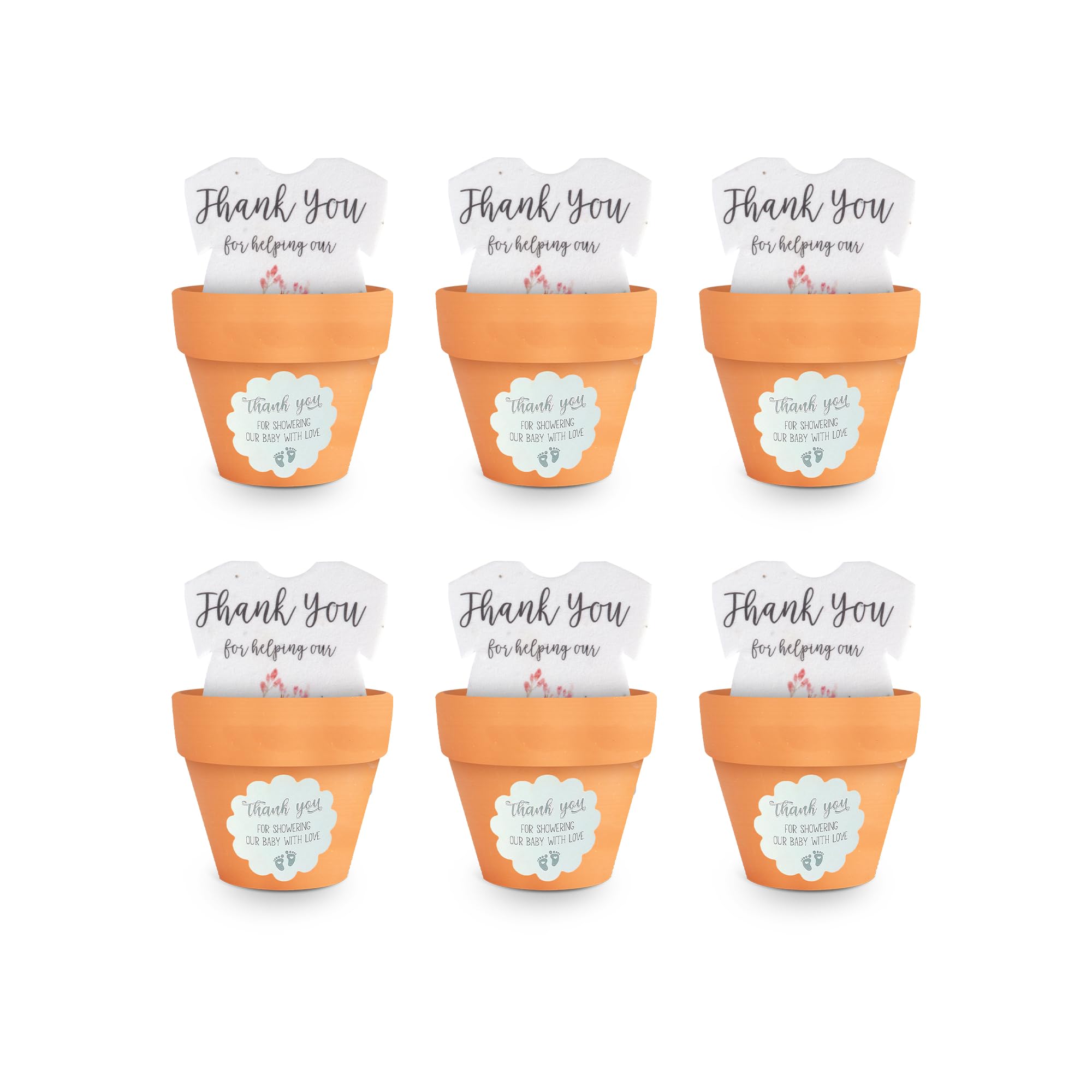 Papier à graines avec mini pots orange pour cadeau invité original