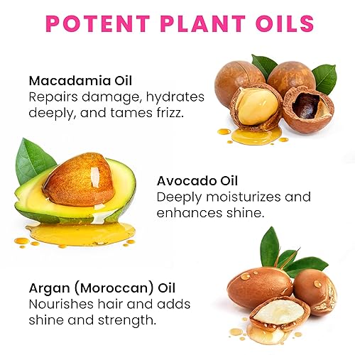 Miniatura 3 de Hussell - Suero para el cabello, sin enjuague con aceites de argán, macadamia y aguacate, vitaminas A, E, Pro B5, acondicionador para mujeres y