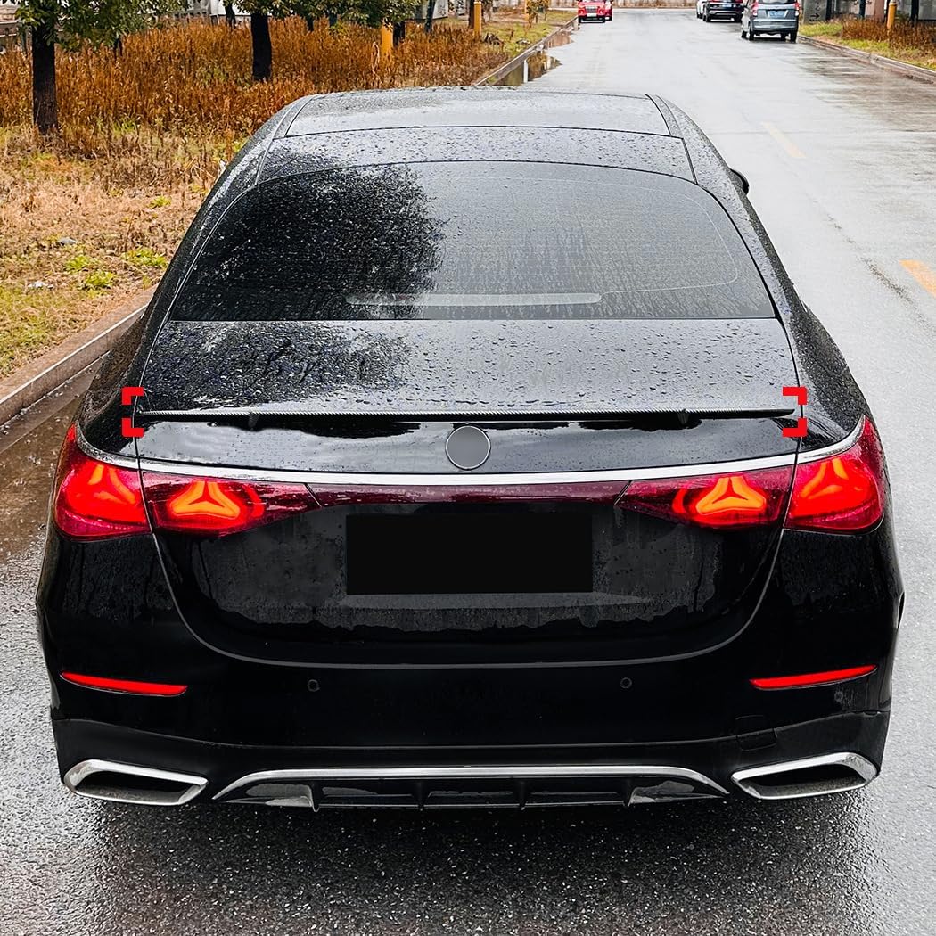 Rear Trunk Top Spoiler Lip tail wing Car Styling Tuning Body Kit Accessories Black, Compatible with Benz E-Class W214 E260 E300 2024 UP,Carbon Fiber Look, normal