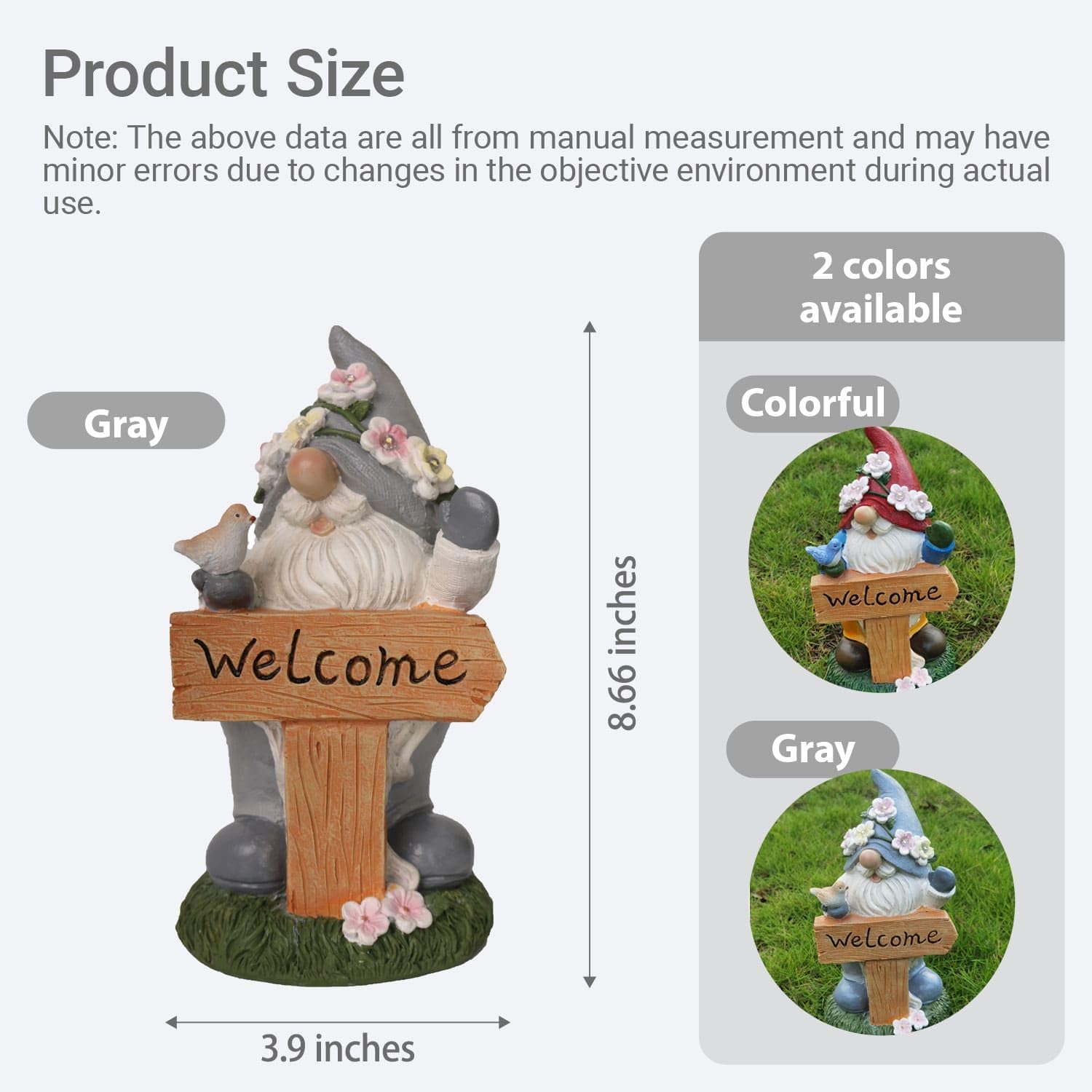 Welcome Gnome Statue with Card & Bird - Garden Gnome Figurine for Outdoors, Resin Lawn Decor - Perfect Outdoor Gnomes Decorations for Yard, Patio, Porch - Welcome Statue Gift for Garden Lovers - Image 2