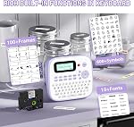 Label Maker Machine with Tape, Purple Labeler Waterproof Labels for Kids | Portable Labeler Teachers Classroom Use, Desktop Labeler with Multiple Symbols & Fonts for Home Office School Use, D210S