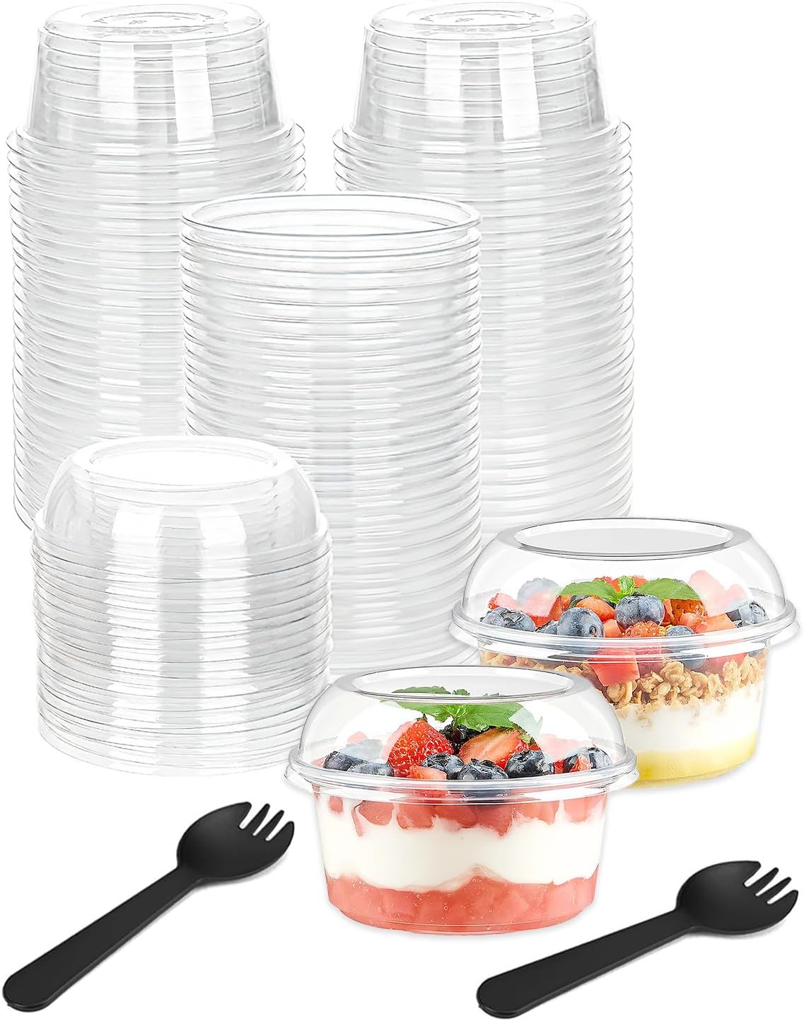 Dessert Cups, 50 Pack 12 Oz Plastic Cup With Lid Dessert Cups With Lids, Parfait Cups With Lids Clear Cup With LidsFor Fruit Ice Cream Pudding Yogurt Trifle