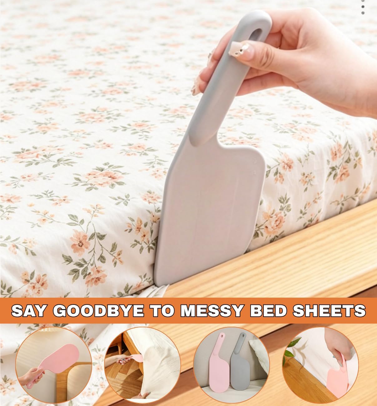 3Pcs Bed Sheet Tucker Tool Mattress Lifter, Ergonomic Bed Making Tool, Bed Sheet Helper for Easy Mattress Tucking, Bed Linens Organizer Tool (PinkWhiteGray)