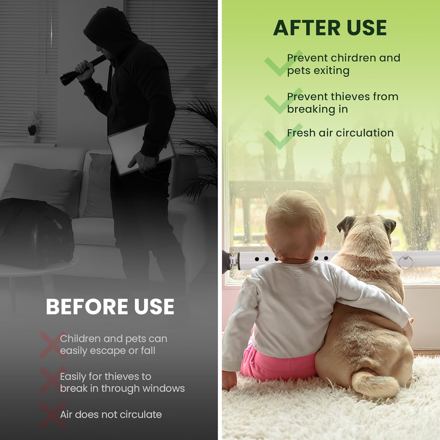 4 Pack Window Security Bars Adjustable 11"-18",Portable Short Sliding Window Lock Bar for Child Safety/Anti-Theft,Window safety lock with Rubber Base for Vertical and Horizontal Window-White