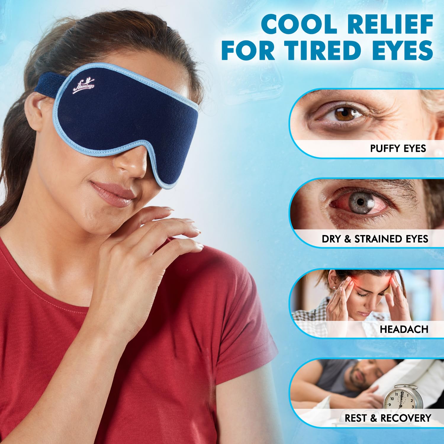 Flamingo Cool Eye Mask (2 Pack) – Reusable Gel Masks for Puffy, Screen-Tired Eyes – Cold Compress for Eye Strain & Puffiness – Adjustable & Re-freezable — Amazon image 3