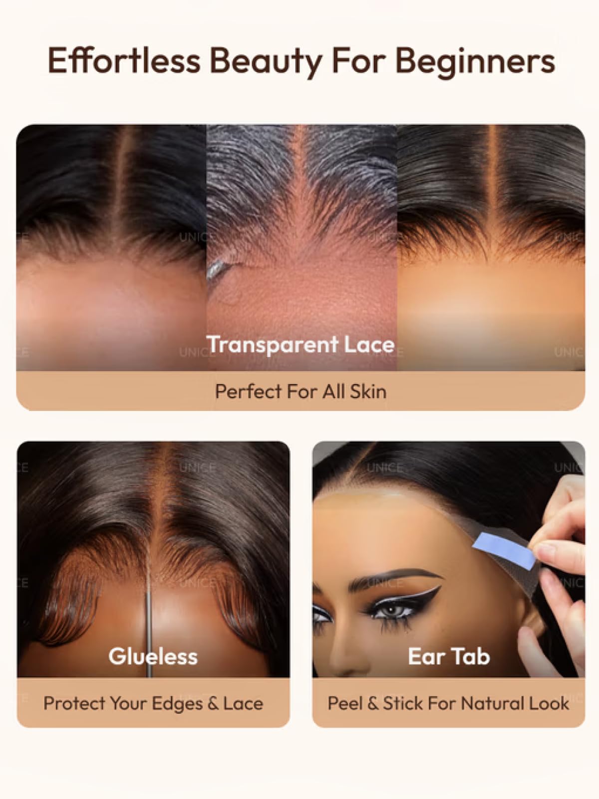 UNICE Bye Bye Knots 7x5 Pre Cut Lace Front Glueless Wig Black Cherry Layered Wig Straight Human Hair Put on and Go Wig Pre Plucked Natural Hairline Bleached Invisible Knots 180% Density 22 Inch 22 Inch Black Cherry｜Bye Bye Knots Wig