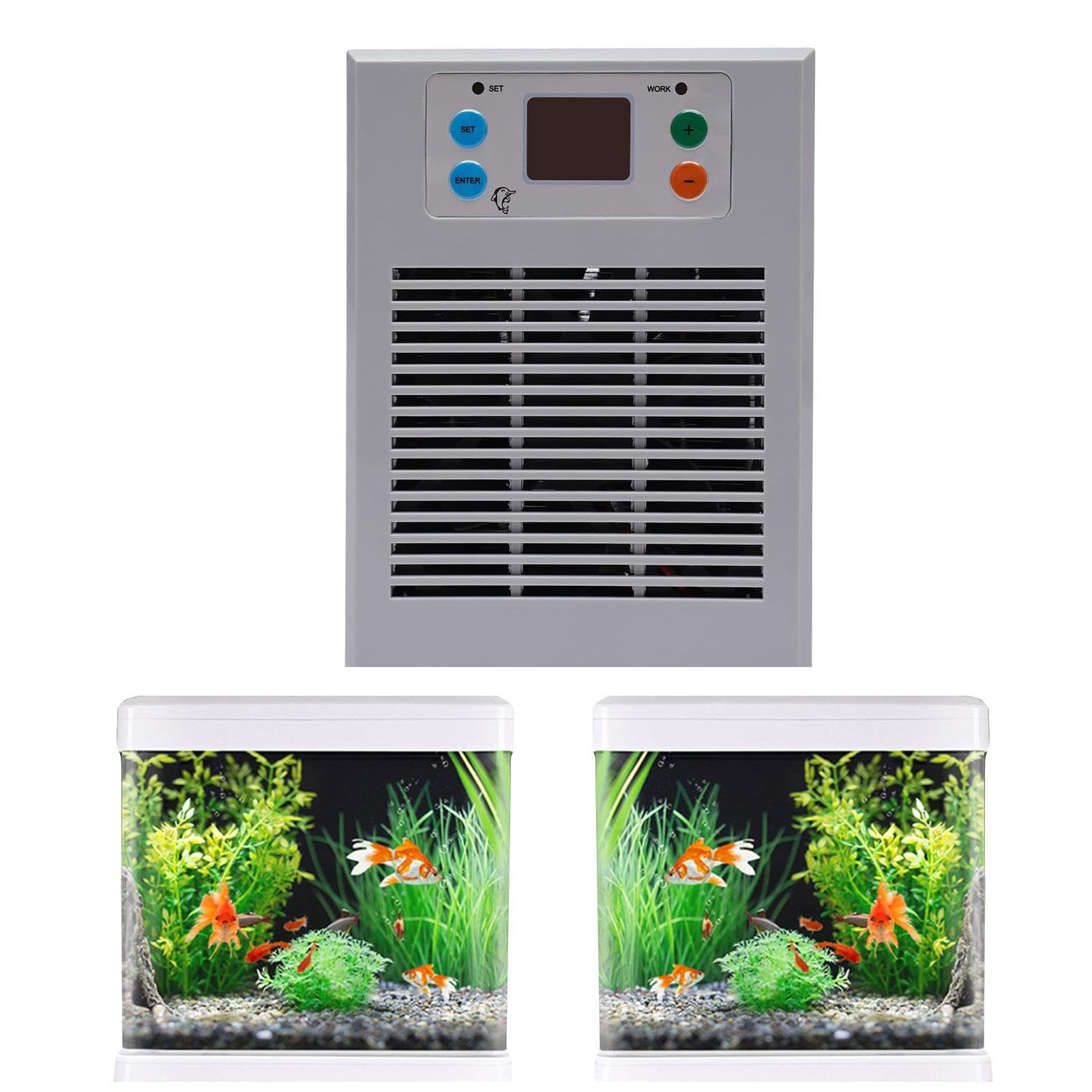 Enfriador de acuario de 30 l, 100 W, enfriador de tanque de peces para hidroponía, compresor silencioso de refrigeración y calefacción para la cría de peces y camarones