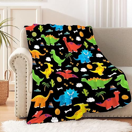 Manta de dinosaurio, bonito regalo de dinosaurio para niños y niñas, amantes de los dinosaurios, adorable manta con patrón de dinosaurio, súper